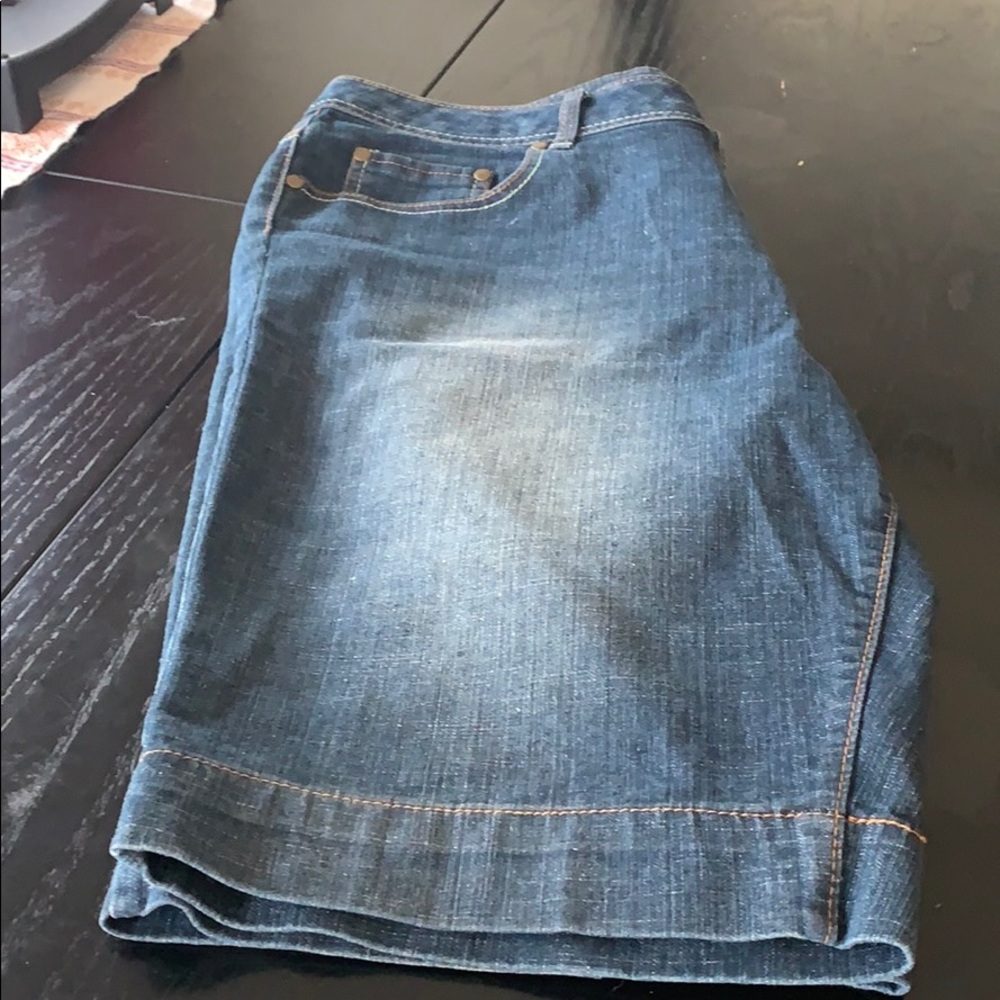 Monroe and Main Denim Knee Shorts.